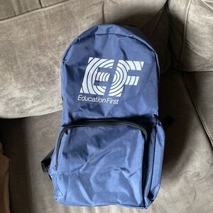 Navy Blue Backpack with Logo - Large Capacity